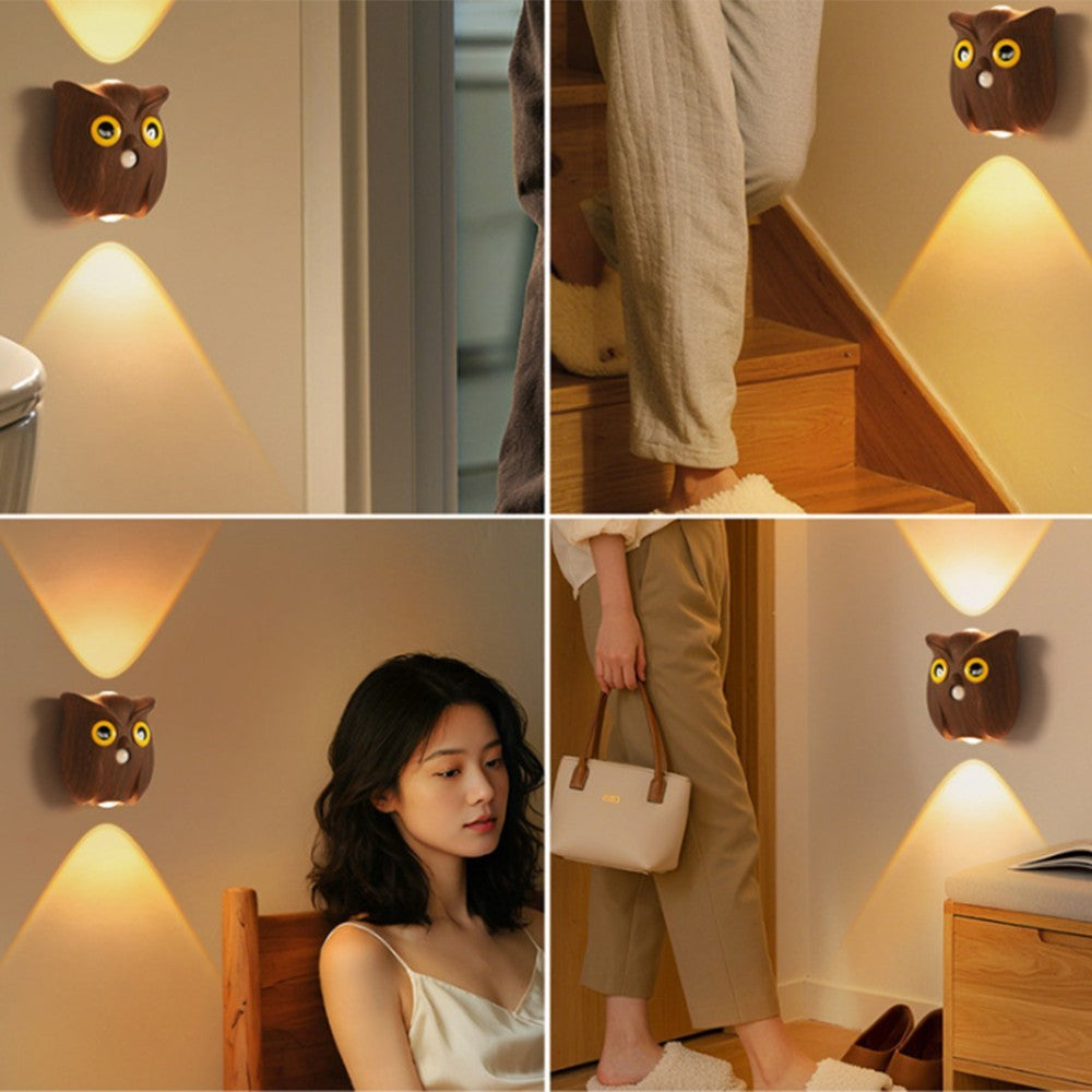 Owl Motion Sensor Night Light Magnetic Rechargeable Wall Light for Hallway Corridor
