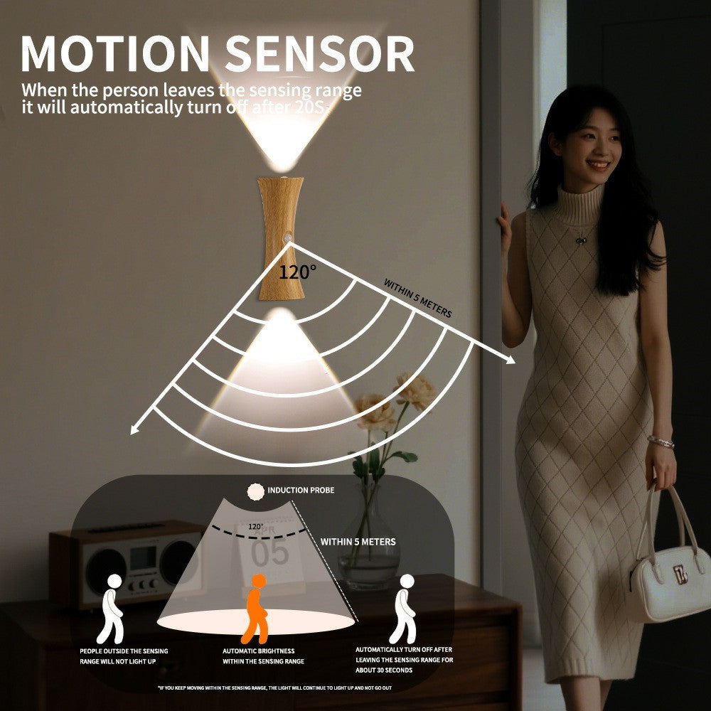 Motion Sensor Night Light Cordless Magnetic Wall Light Dimmable LED Lamp for Bedroom Staircase Hallway