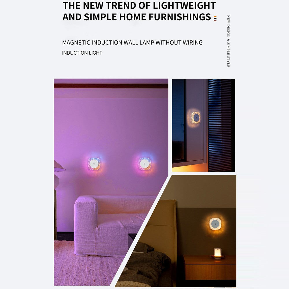 Square Night Light Motion Sensor Magnetic Base 3 Color Adjustable Ambient Wall Light