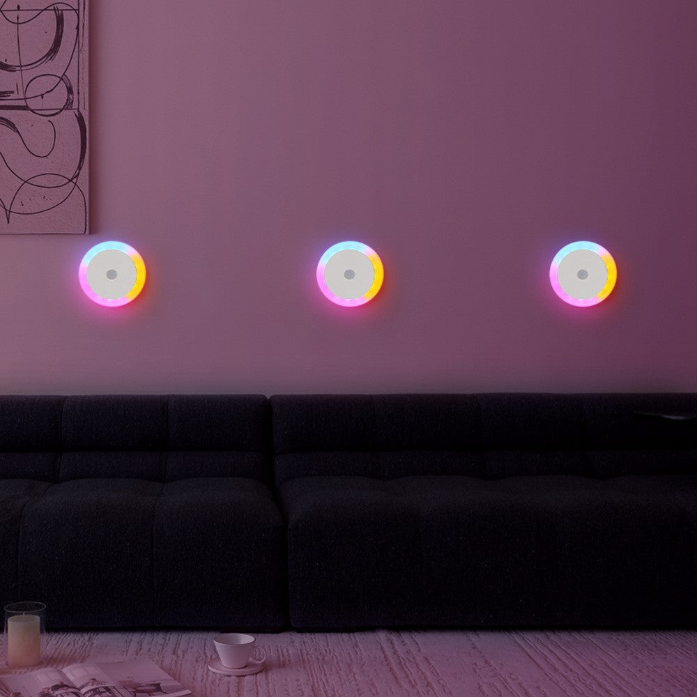 Round Wall Light Rechargeable Motion Sensor 3-Color Dimming LED Night Light with Magnetic Base