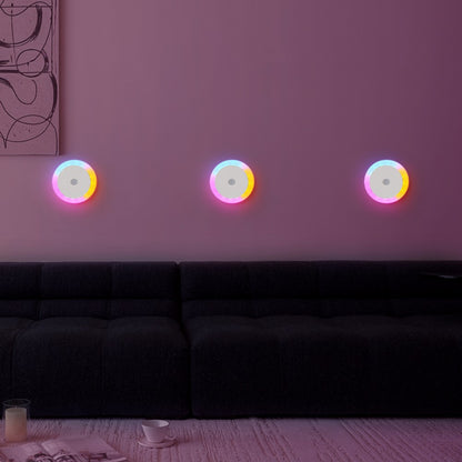 Round Wall Light Rechargeable Motion Sensor 3-Color Dimming LED Night Light with Magnetic Base