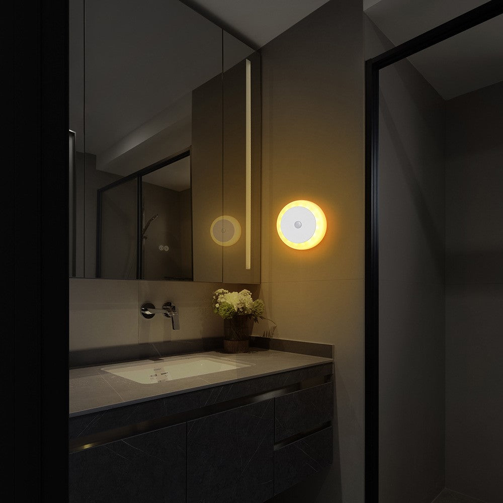 Round Wall Light Rechargeable Motion Sensor 3-Color Dimming LED Night Light with Magnetic Base