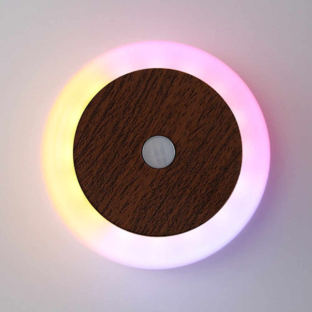 Round Wall Light Rechargeable Motion Sensor 3-Color Dimming LED Night Light with Magnetic Base