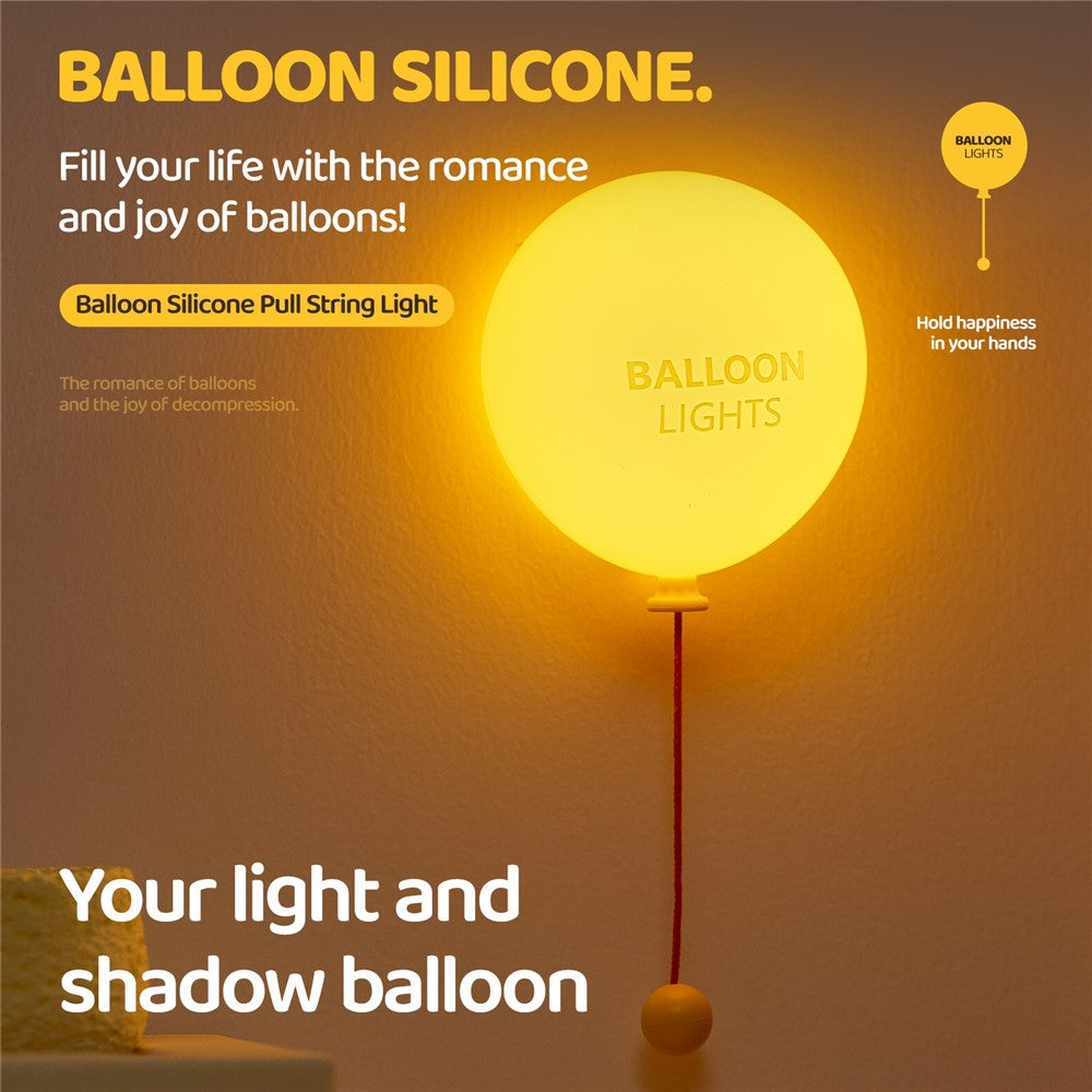 A072 Balloon Silicone Night Light Pull String Table Lamp 3 Brightness Levels Touch Control for Bedroom