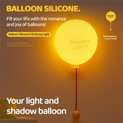 A072 Balloon Silicone Night Light Pull String Table Lamp 3 Brightness Levels Touch Control for Bedroom