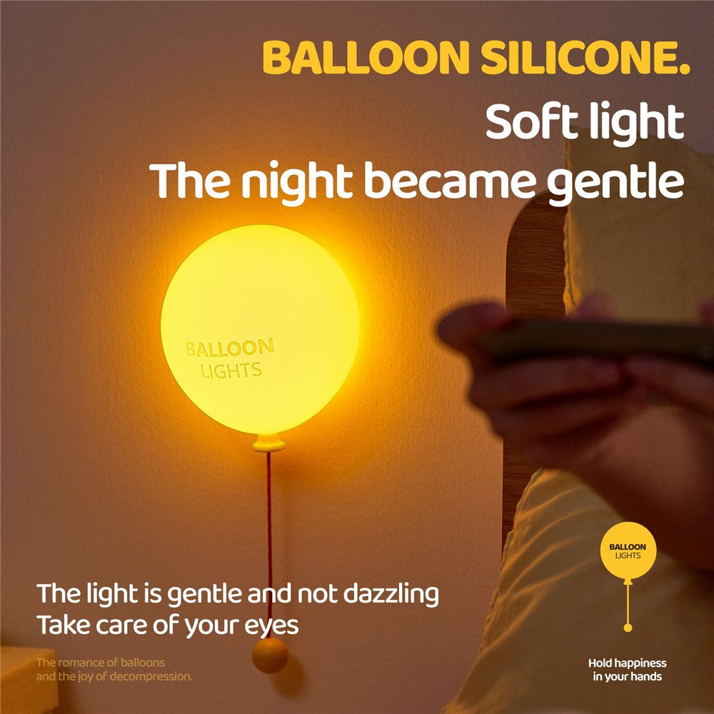 A072 Balloon Silicone Night Light Pull String Table Lamp 3 Brightness Levels Touch Control for Bedroom