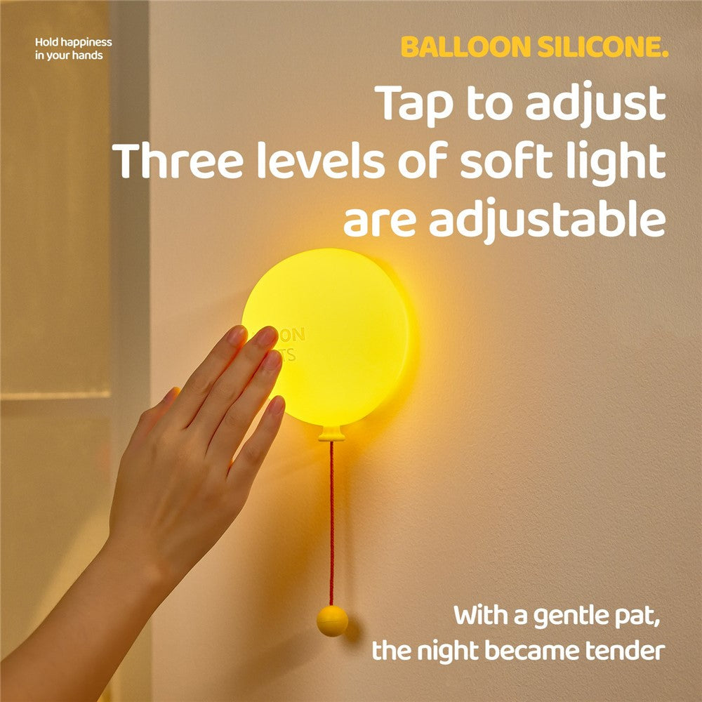 A072 Balloon Silicone Night Light Pull String Table Lamp 3 Brightness Levels Touch Control for Bedroom