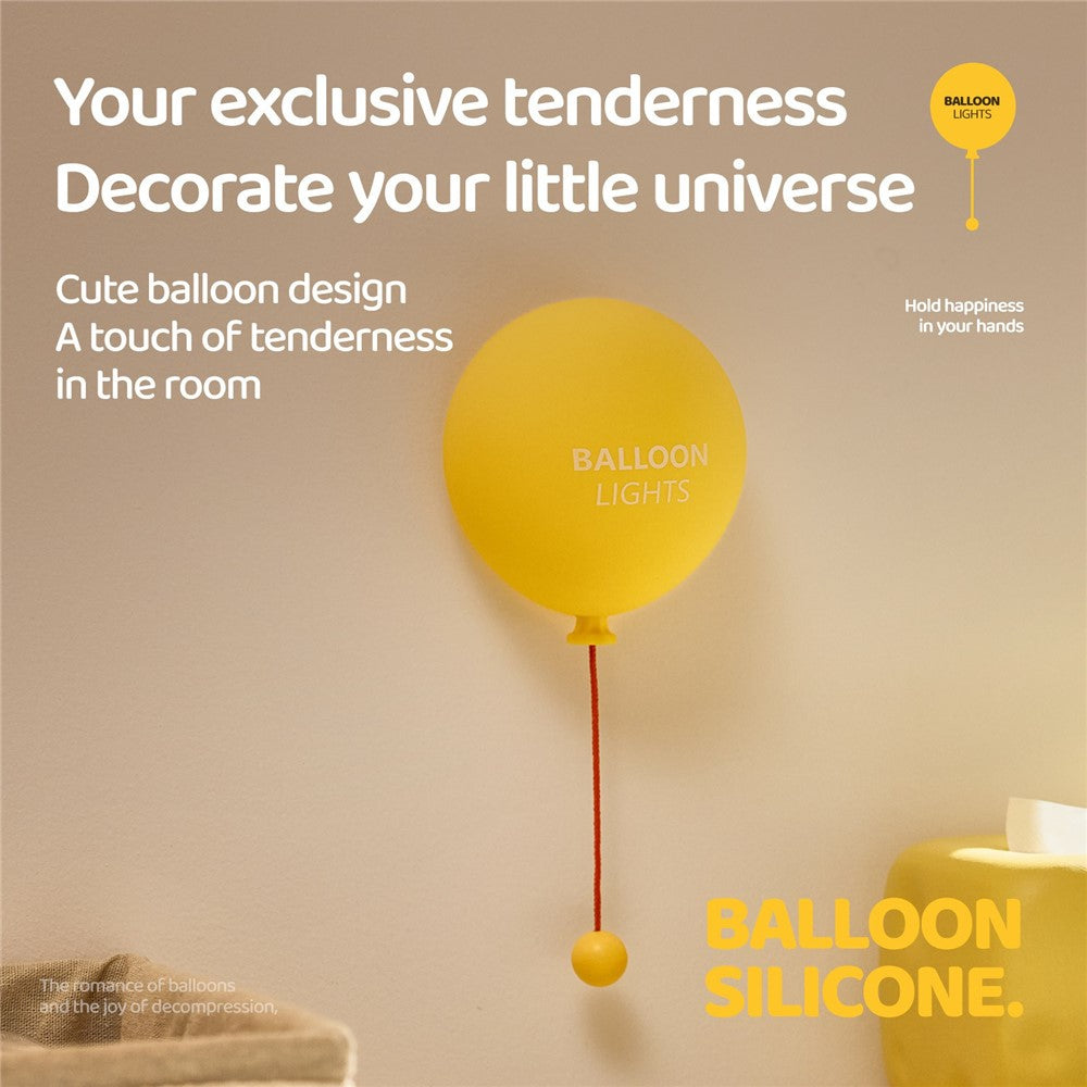 A072 Balloon Silicone Night Light Pull String Table Lamp 3 Brightness Levels Touch Control for Bedroom