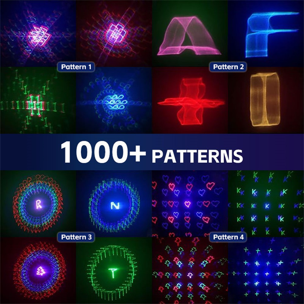 5 In 1 RGB Laser Projection Light 1000+ Patterns Atmosphere Lamp with Remote Control for DJ KTV Bar