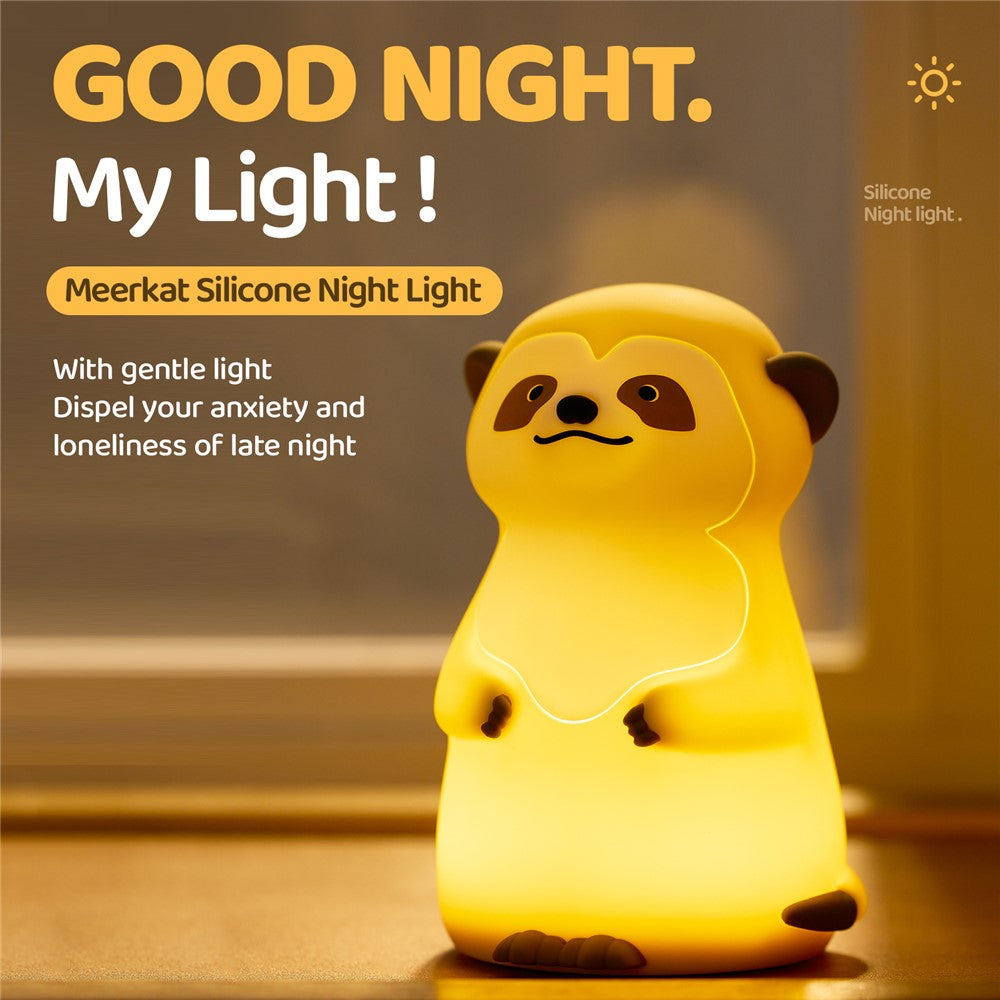A075 Meerkat Silicone Night Light Touch Dimming 3-Mode Warm Light for Baby Feeding Bedroom