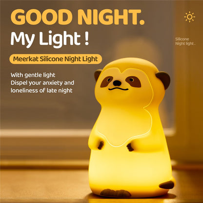 A075 Meerkat Silicone Night Light Touch Dimming 3-Mode Warm Light for Baby Feeding Bedroom