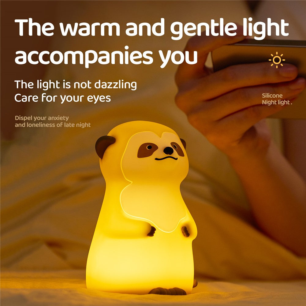 A075 Meerkat Silicone Night Light Touch Dimming 3-Mode Warm Light for Baby Feeding Bedroom