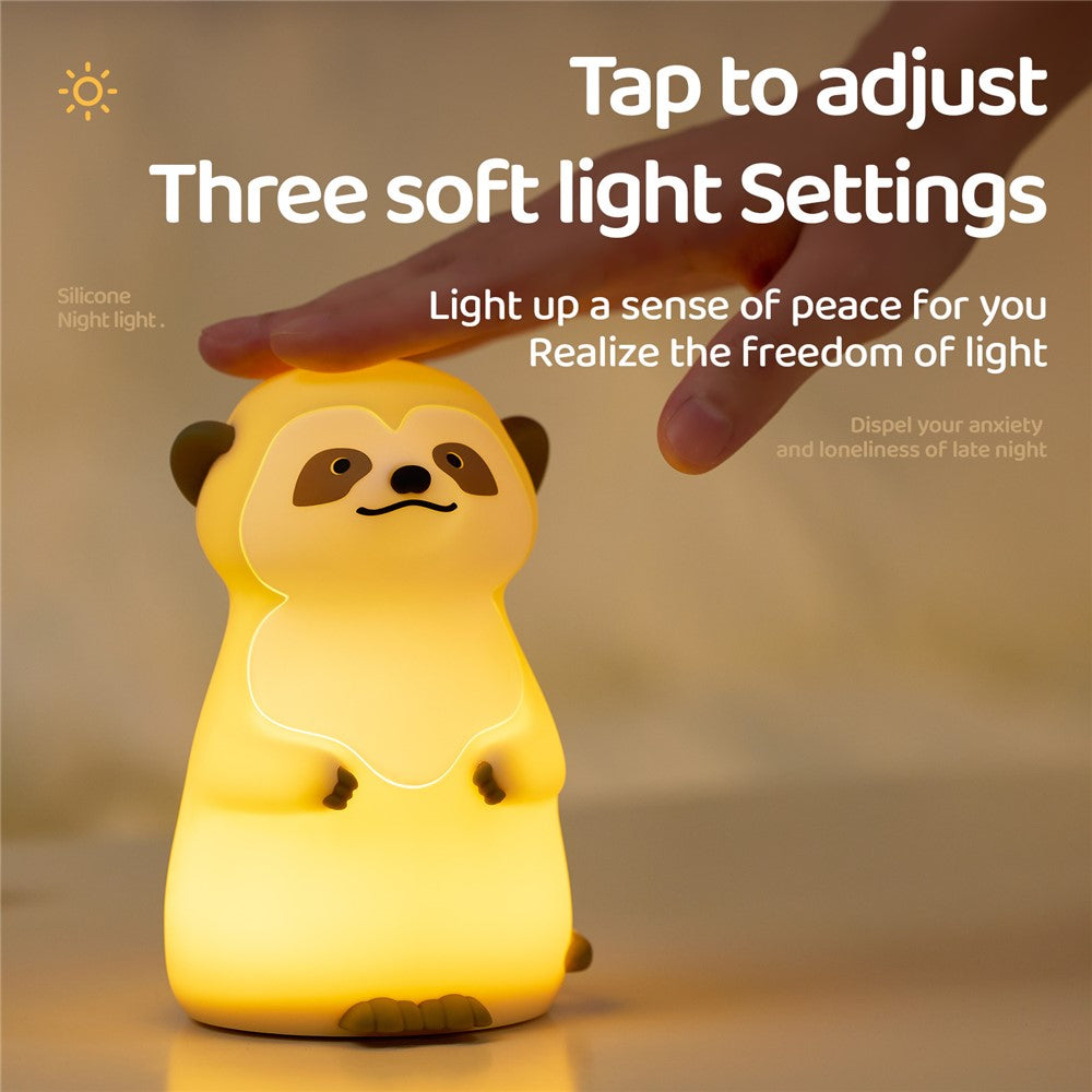 A075 Meerkat Silicone Night Light Touch Dimming 3-Mode Warm Light for Baby Feeding Bedroom