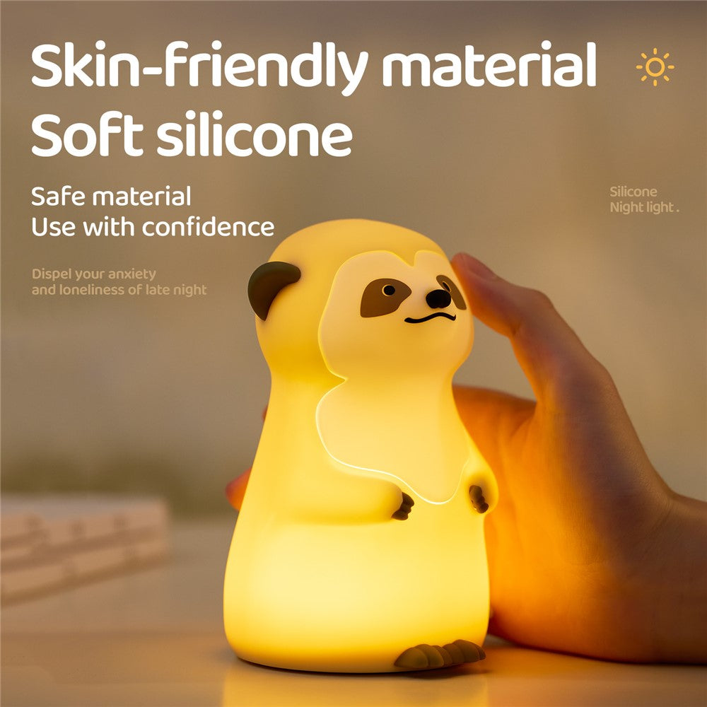 A075 Meerkat Silicone Night Light Touch Dimming 3-Mode Warm Light for Baby Feeding Bedroom