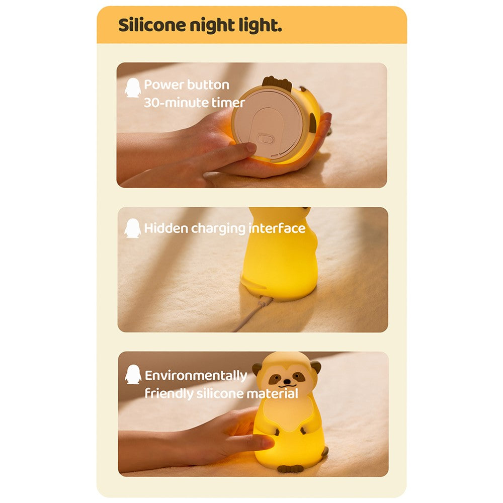 A075 Meerkat Silicone Night Light Touch Dimming 3-Mode Warm Light for Baby Feeding Bedroom
