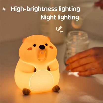 A077 Silicone Night Light Groundhog Shape 3-Level Touch Control 1200mAh 30min Timer