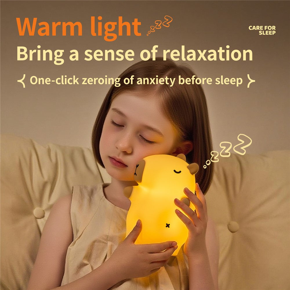 A073 Capybara Snoring Sleep Silicone Night Light 3 Brightness Levels Timing for Bedroom