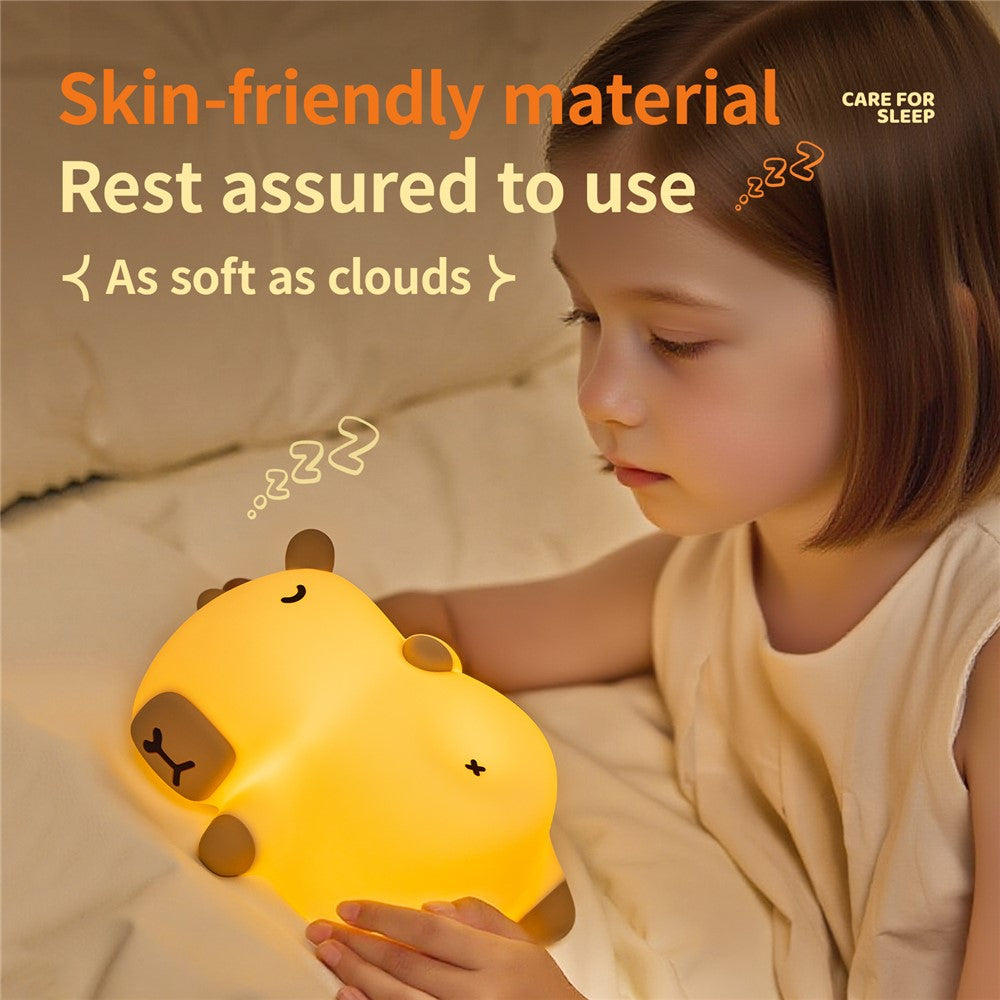 A073 Capybara Snoring Sleep Silicone Night Light 3 Brightness Levels Timing for Bedroom