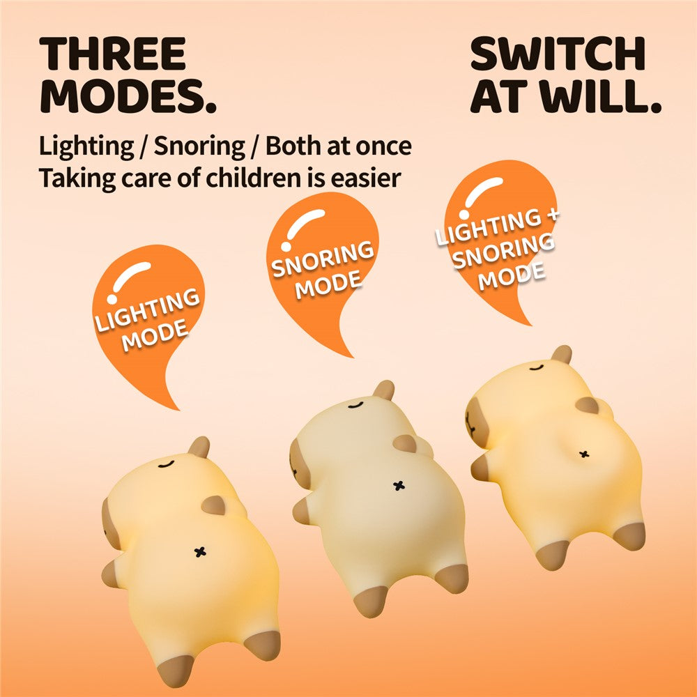 A073 Capybara Snoring Sleep Silicone Night Light 3 Brightness Levels Timing for Bedroom