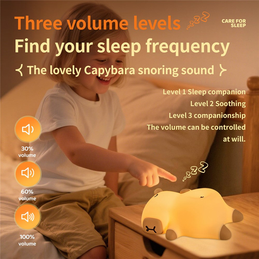 A073 Capybara Snoring Sleep Silicone Night Light 3 Brightness Levels Timing for Bedroom