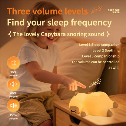 A073 Capybara Snoring Sleep Silicone Night Light 3 Brightness Levels Timing for Bedroom