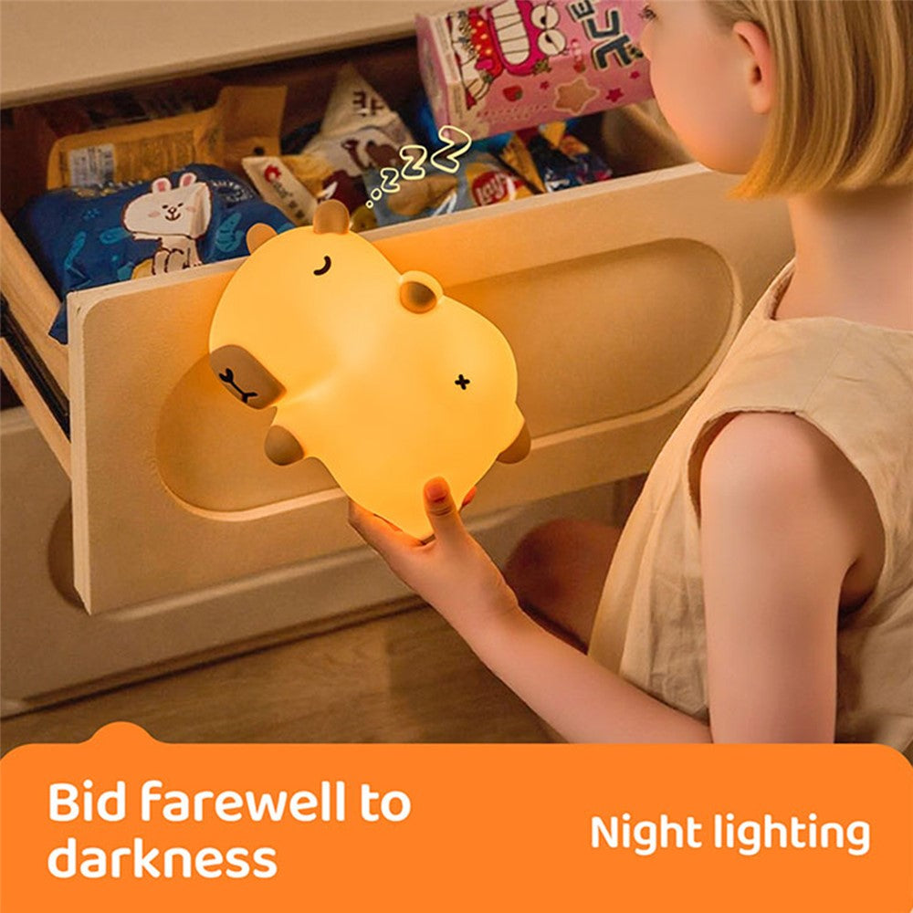 A073 Capybara Snoring Sleep Silicone Night Light 3 Brightness Levels Timing for Bedroom