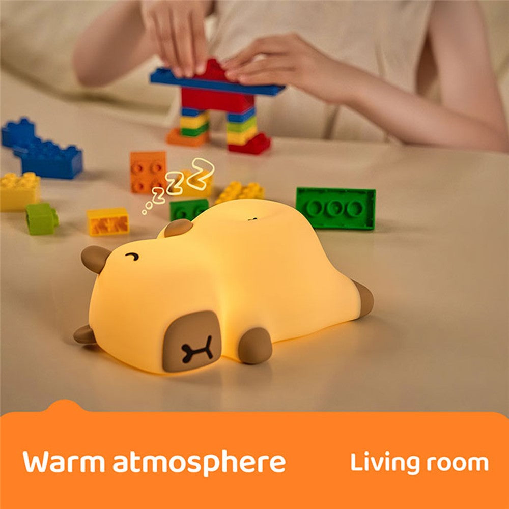 A073 Capybara Snoring Sleep Silicone Night Light 3 Brightness Levels Timing for Bedroom