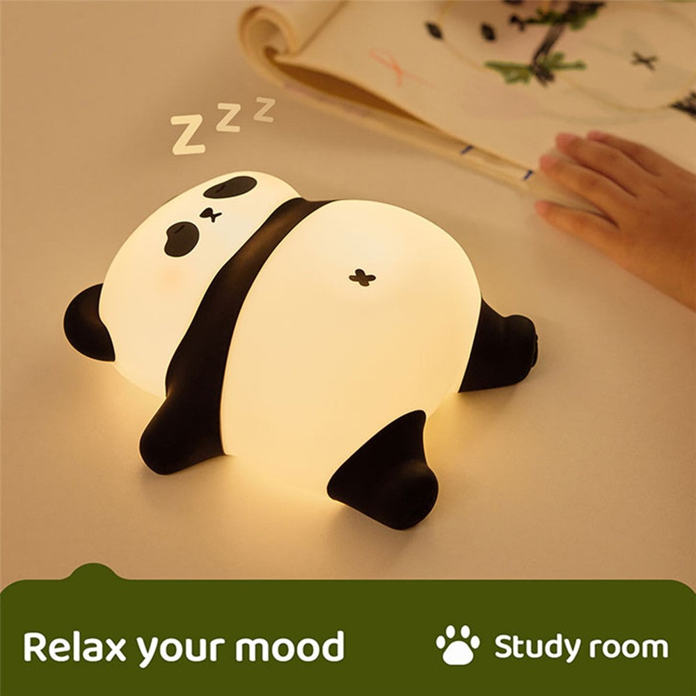 A071 Panda Silicone Night Light Snoring Sound Sleep Lamp Soft Touch Light for Bedroom