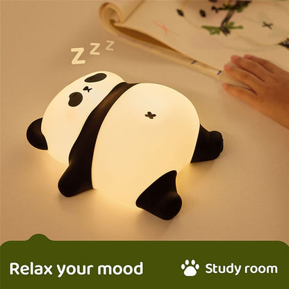A071 Panda Silicone Night Light Snoring Sound Sleep Lamp Soft Touch Light for Bedroom