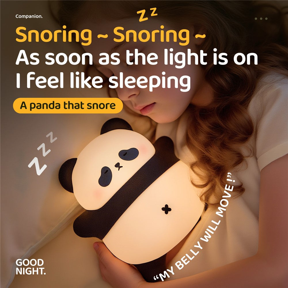 A071 Panda Silicone Night Light Snoring Sound Sleep Lamp Soft Touch Light for Bedroom