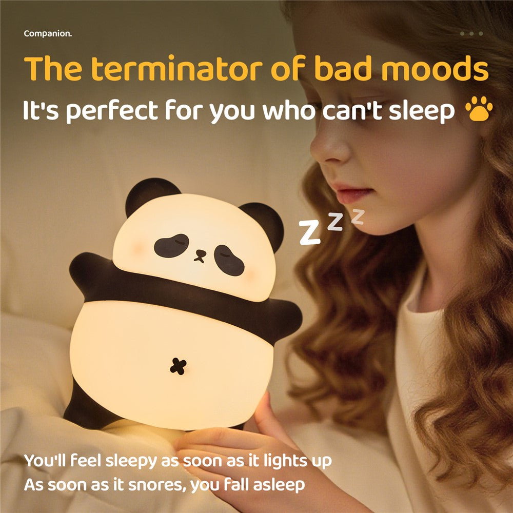 A071 Panda Silicone Night Light Snoring Sound Sleep Lamp Soft Touch Light for Bedroom