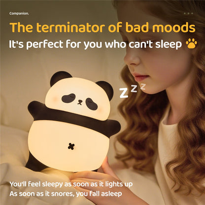 A071 Panda Silicone Night Light Snoring Sound Sleep Lamp Soft Touch Light for Bedroom