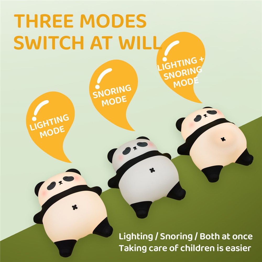 A071 Panda Silicone Night Light Snoring Sound Sleep Lamp Soft Touch Light for Bedroom