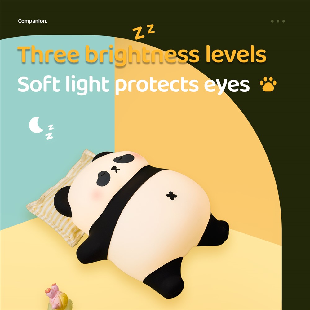 A071 Panda Silicone Night Light Snoring Sound Sleep Lamp Soft Touch Light for Bedroom
