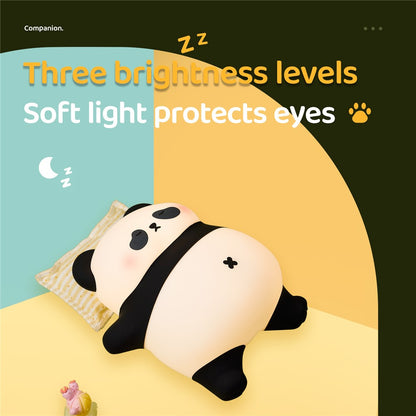 A071 Panda Silicone Night Light Snoring Sound Sleep Lamp Soft Touch Light for Bedroom