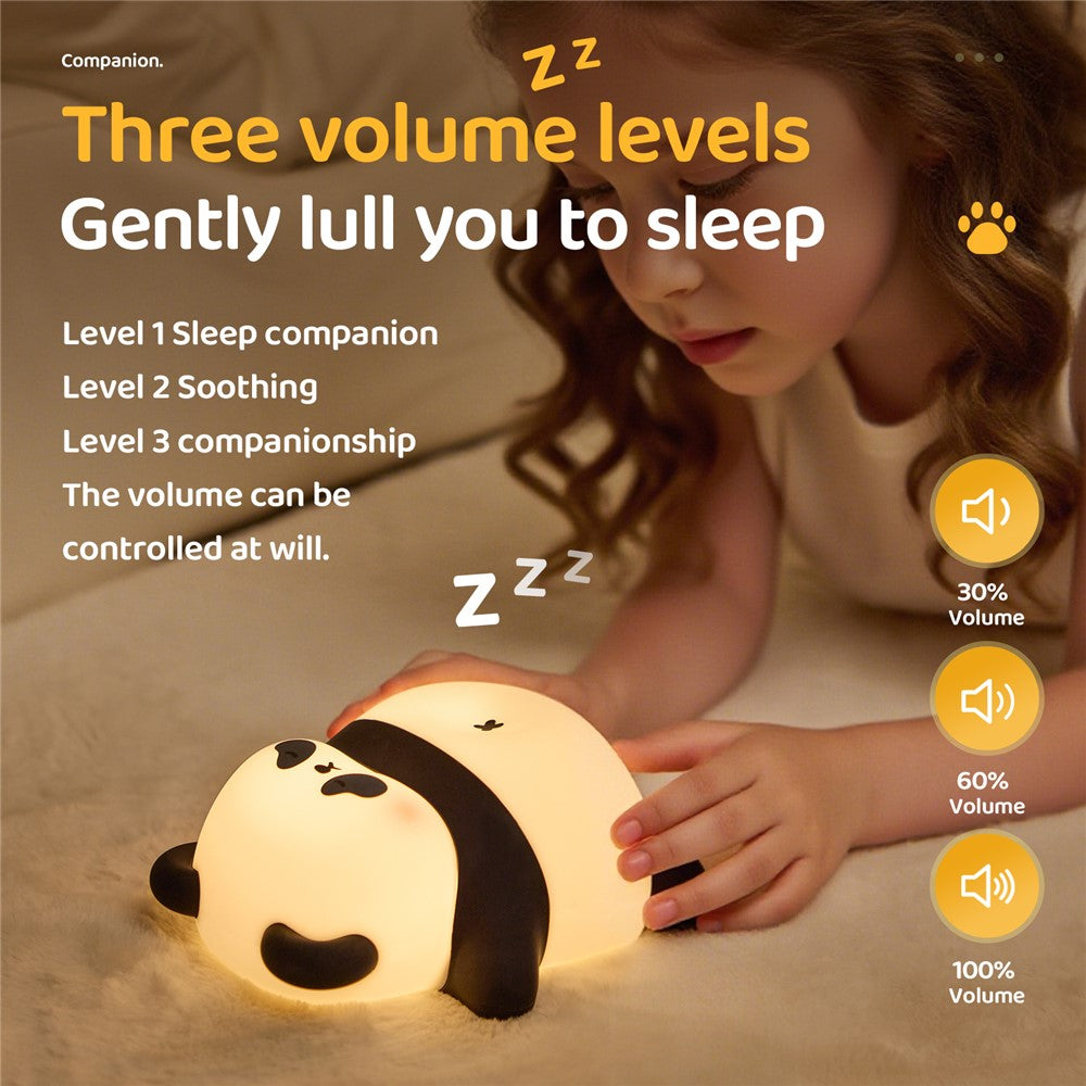 A071 Panda Silicone Night Light Snoring Sound Sleep Lamp Soft Touch Light for Bedroom