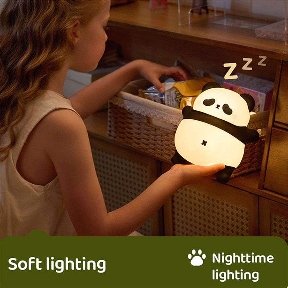A071 Panda Silicone Night Light Snoring Sound Sleep Lamp Soft Touch Light for Bedroom