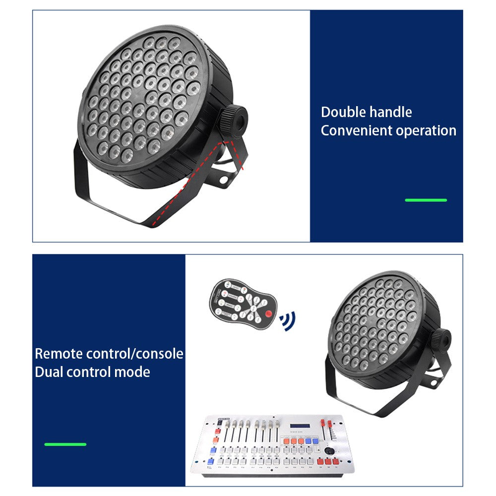 54LED 1W RGB Par Light Stage Lights with 2 Handle Remote Control Uplighting Lights for Club KTV Disco Party