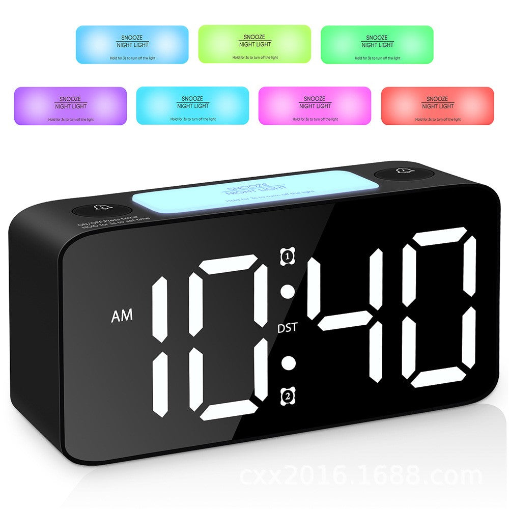Adjustable Volume Alarm Clock Student Adult Digital Clock with 7 Color Night Light