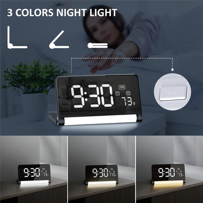 ZM-A1 Temperature Display Foldable LED Digital Alarm Clock with Dimmable Night Light