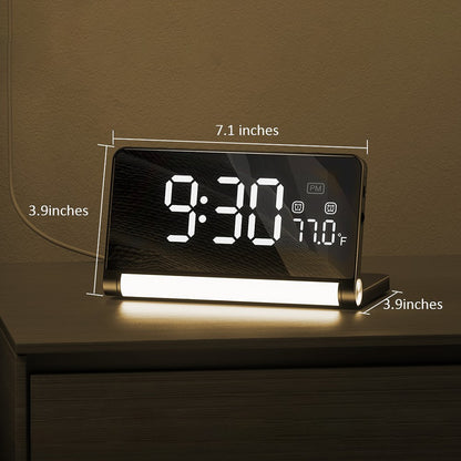 ZM-A1 Temperature Display Foldable LED Digital Alarm Clock with Dimmable Night Light