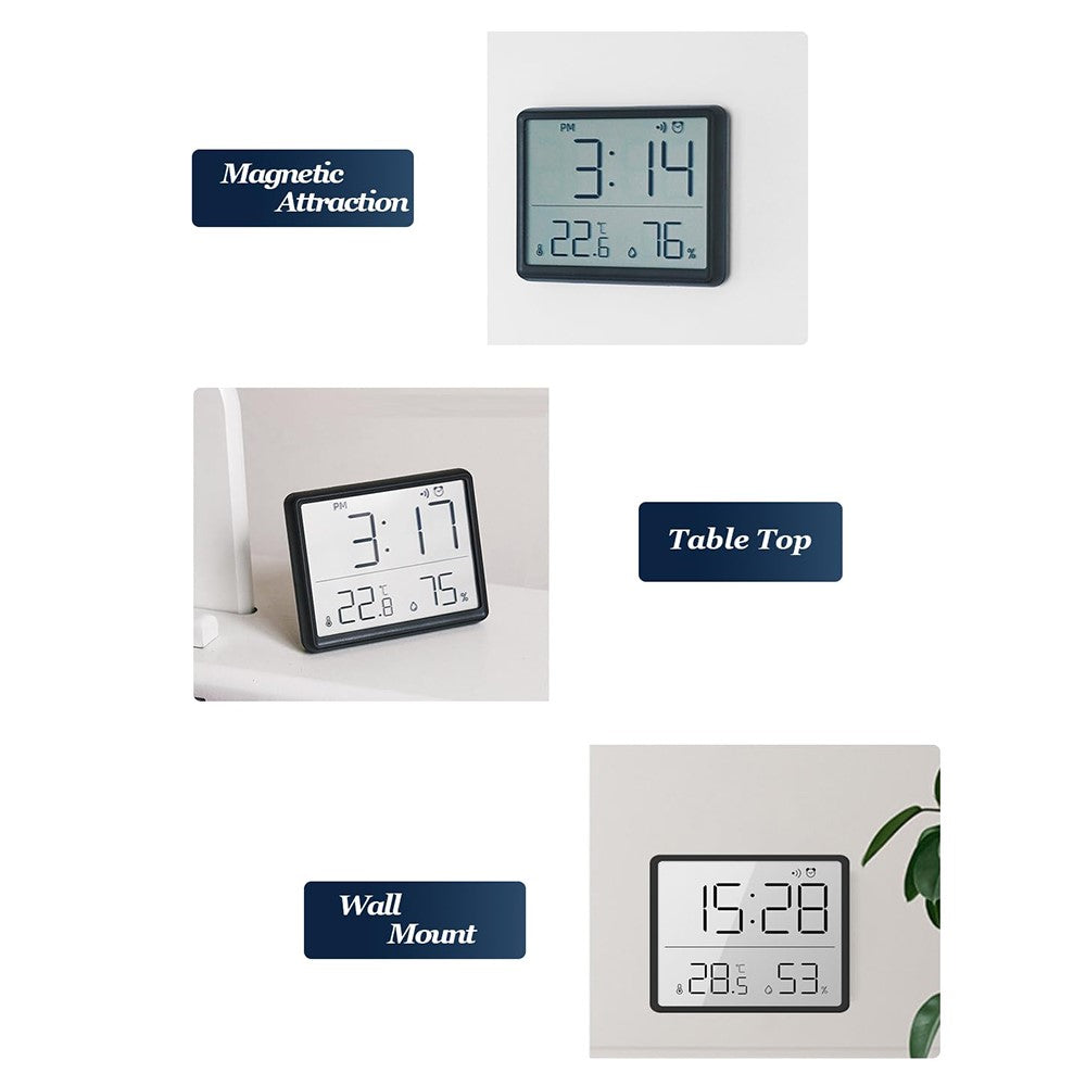 Digital Alarm Clock LCD Electric Clock with Calendar Temperature and Humidity for Living Room, Bedroom,Office