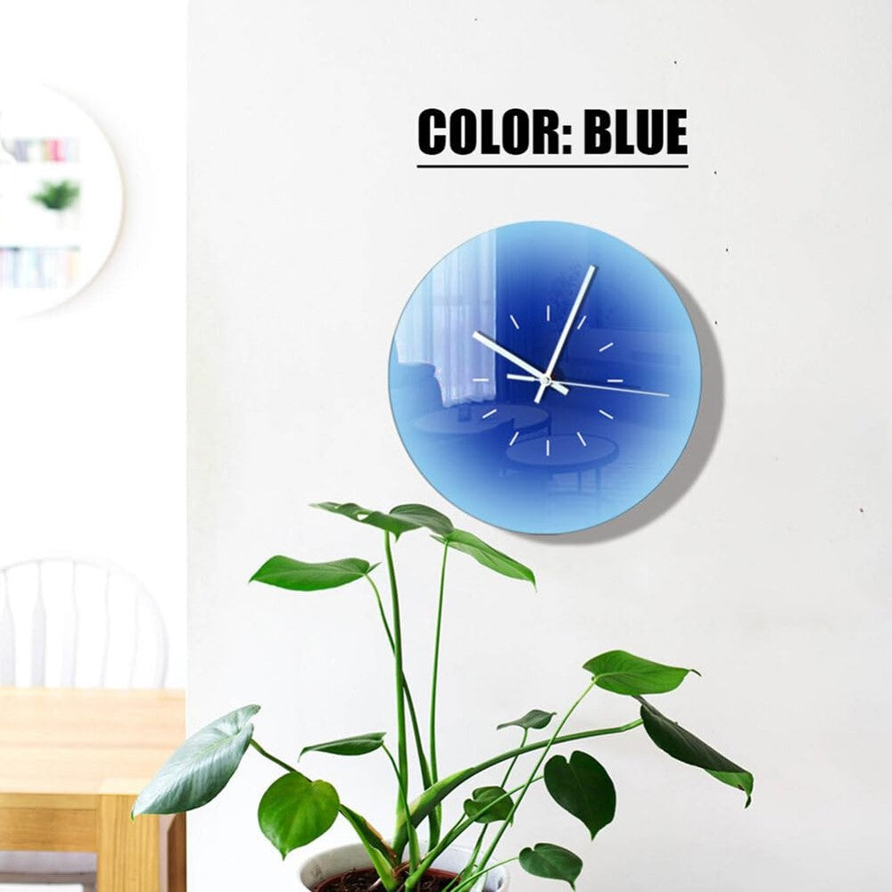 12 inch Sunset Wall Clock with Dial Scale Silent Gradient Glass Clocks for Home (No Battery)