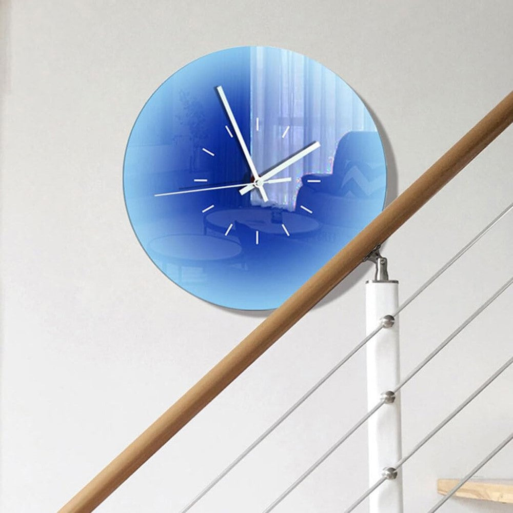 12 inch Sunset Wall Clock with Dial Scale Silent Gradient Glass Clocks for Home (No Battery)