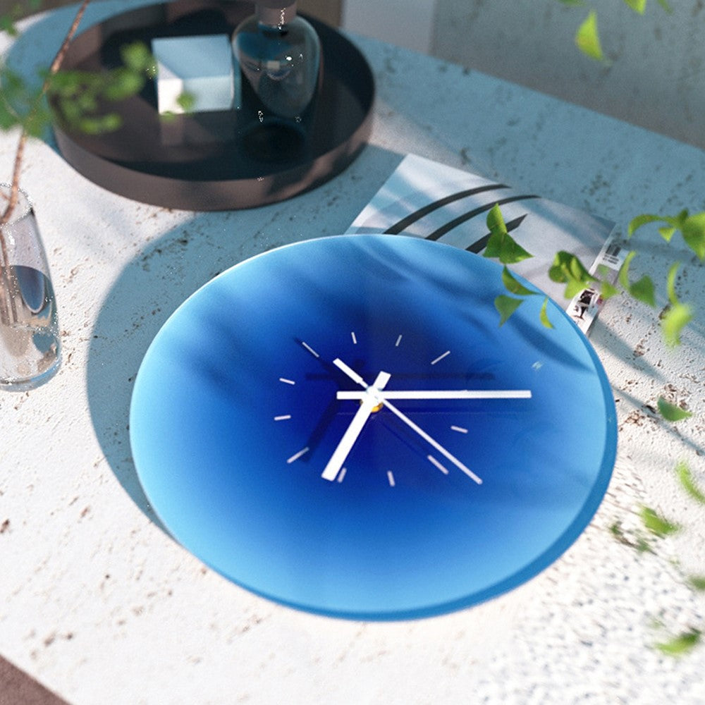 12 inch Sunset Wall Clock with Dial Scale Silent Gradient Glass Clocks for Home (No Battery)