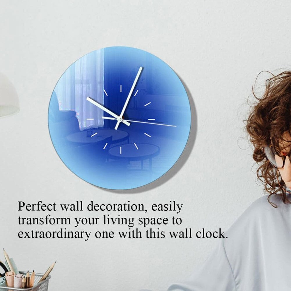 12 inch Sunset Wall Clock with Dial Scale Silent Gradient Glass Clocks for Home (No Battery)