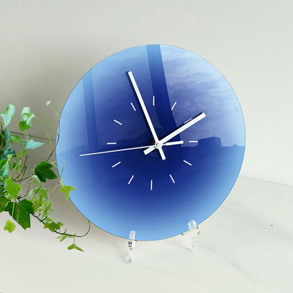 12 inch Sunset Wall Clock with Dial Scale Silent Gradient Glass Clocks for Home (No Battery)