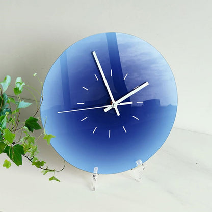 12 inch Sunset Wall Clock with Dial Scale Silent Gradient Glass Clocks for Home (No Battery)