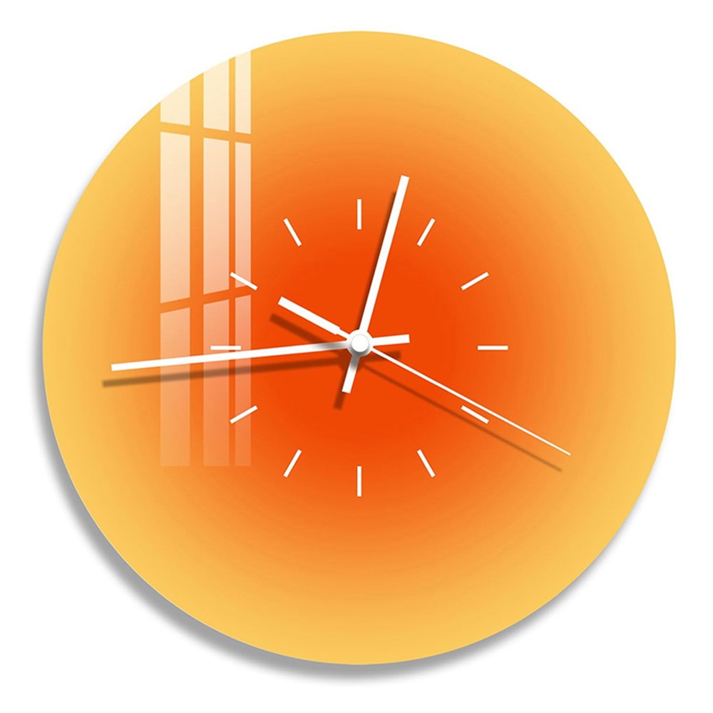 12 inch Sunset Wall Clock with Dial Scale Silent Gradient Glass Clocks for Home (No Battery)