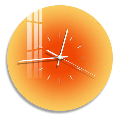 12 inch Sunset Wall Clock with Dial Scale Silent Gradient Glass Clocks for Home (No Battery)